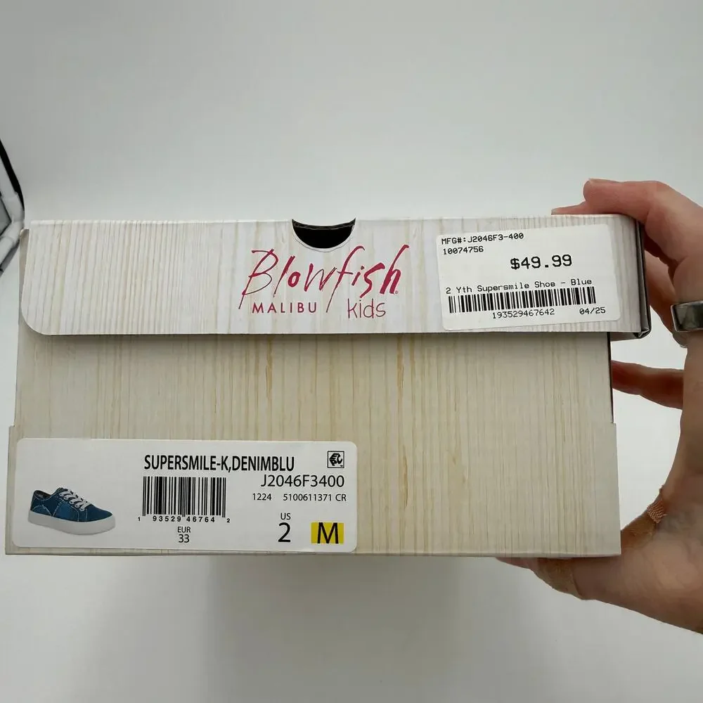 Blowfish Malibu Supersmile-K Girls Denim Oxford Shoes NEW in Box Size 2